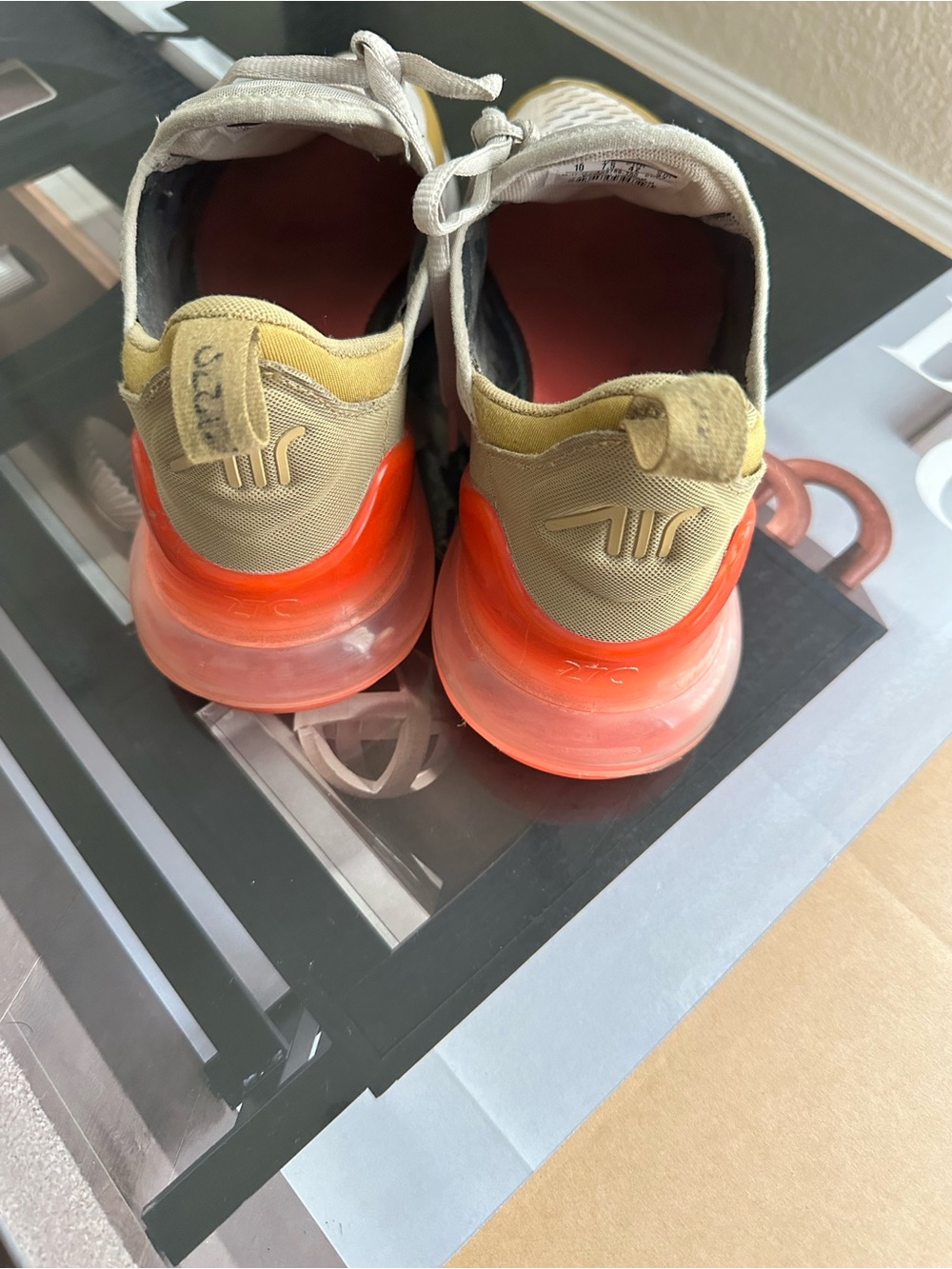 Nike Air Max 270 Athletic Sneakers - Beige, Olive & Bright Pink - Picture 5 of 6